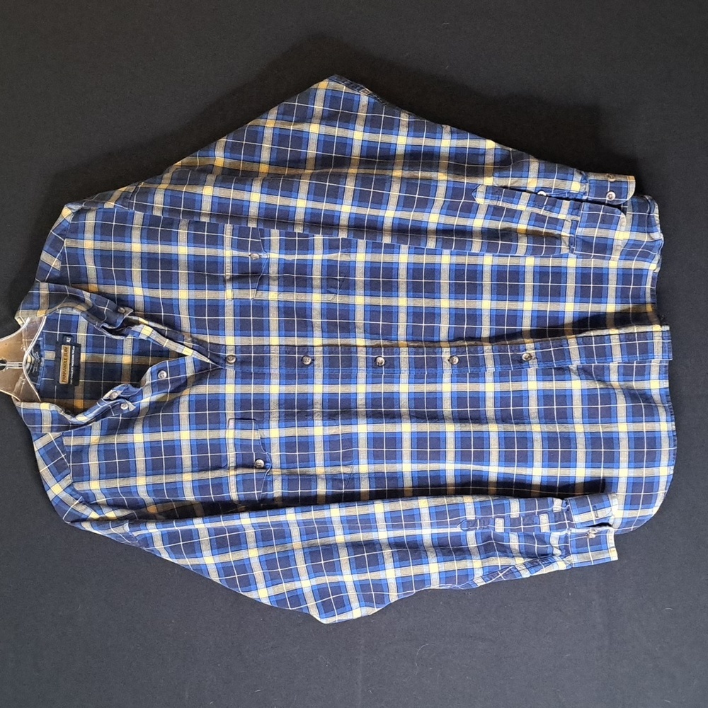 Panhandle Slim Shirt 7118 Adult XLT Blue‎ White Windowpane Plaid